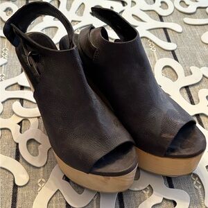 All Saints Black Leather Platform Shoes